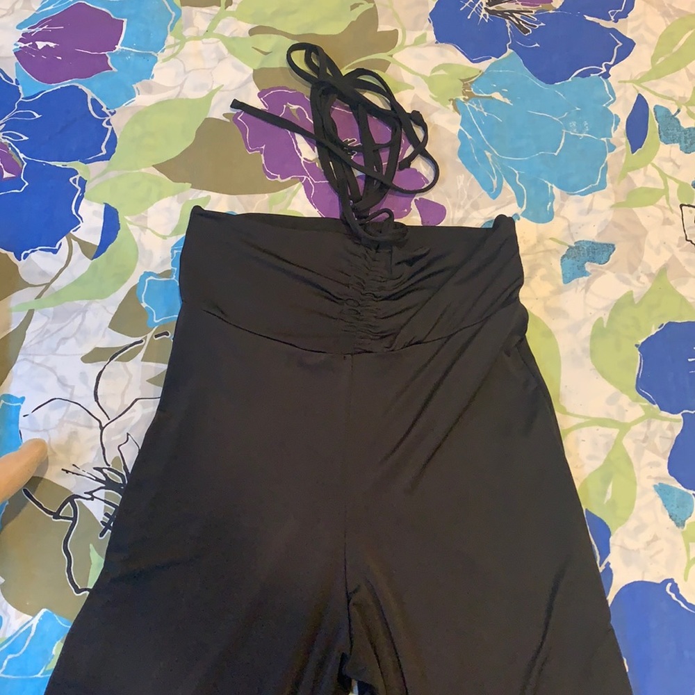 Pretty little thing black slinky runched waist